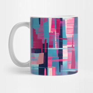 Cubist Harmony: Modern Geometric Dance in Pink, Blue, and Violet Mug